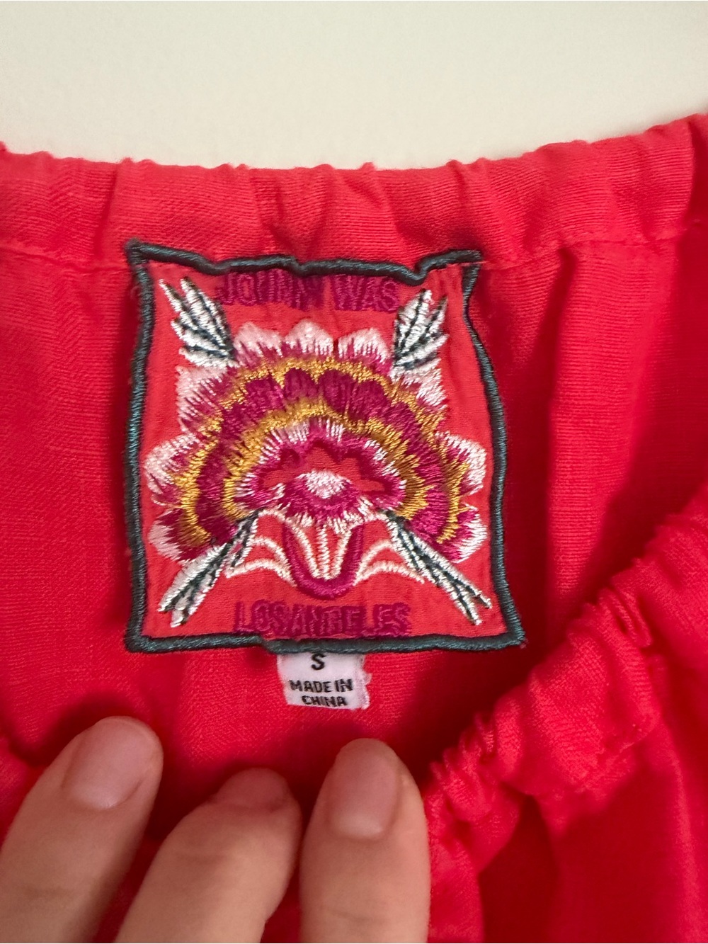 Johnny Was Maisie Peasant Tie Embroidered Blouse Linen Boho Coral Size Small - Picture 3 of 16